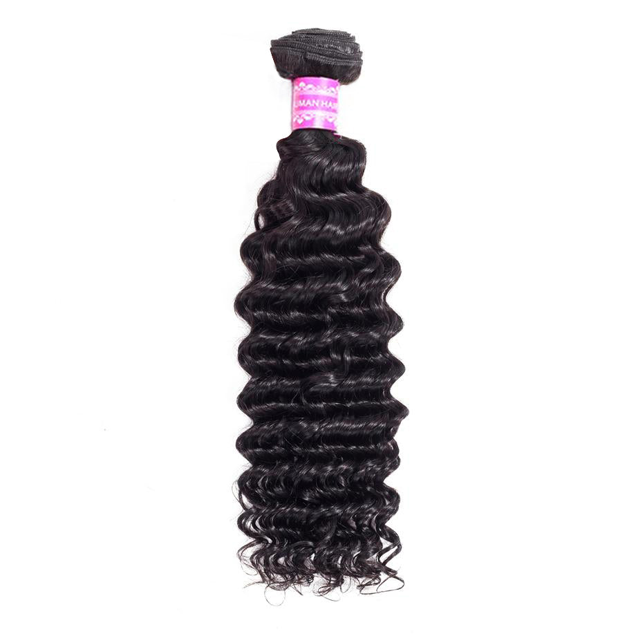 Deep Wave Hair 1 Bundle Nature Black Hair 10A Grade 100% Virgin Human Hair Vrvogue hair