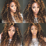 Vrvogue Hair Highlight Honey Blonde Colored Wigs Curly Hair Wigs  210 Density 13x4/T Part/4x4 Transparent Lace Wigs