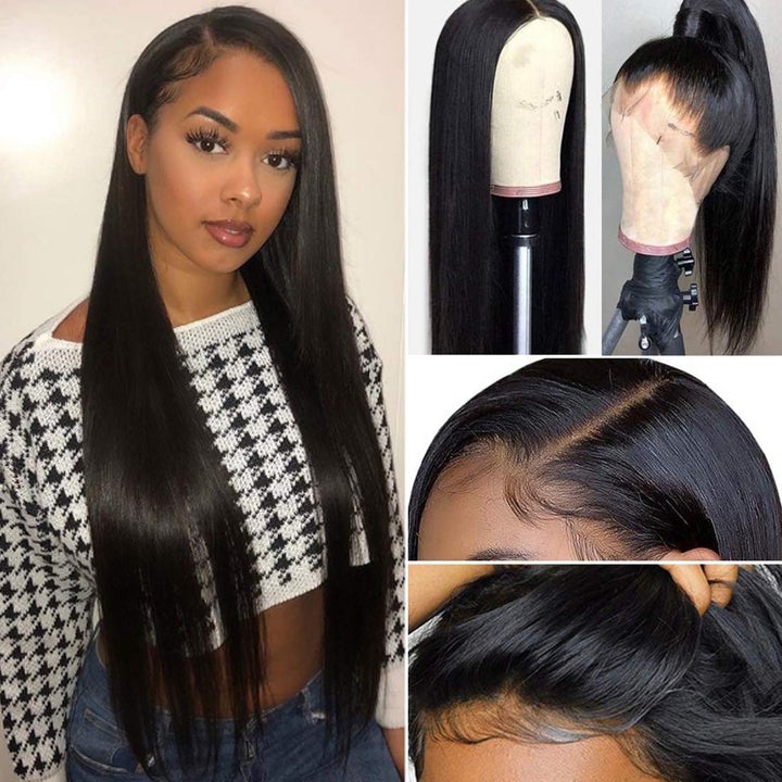 Pre Plucked 360 HD Transparent Lace Frontal Wigs with Baby Hair Brazilian Straight Vrvogue Hair