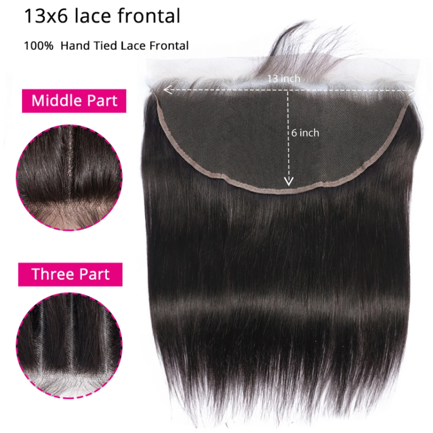 Straight Human Hair Closure 13*6 Lace Frontal Natural Color Vrvogue Hair