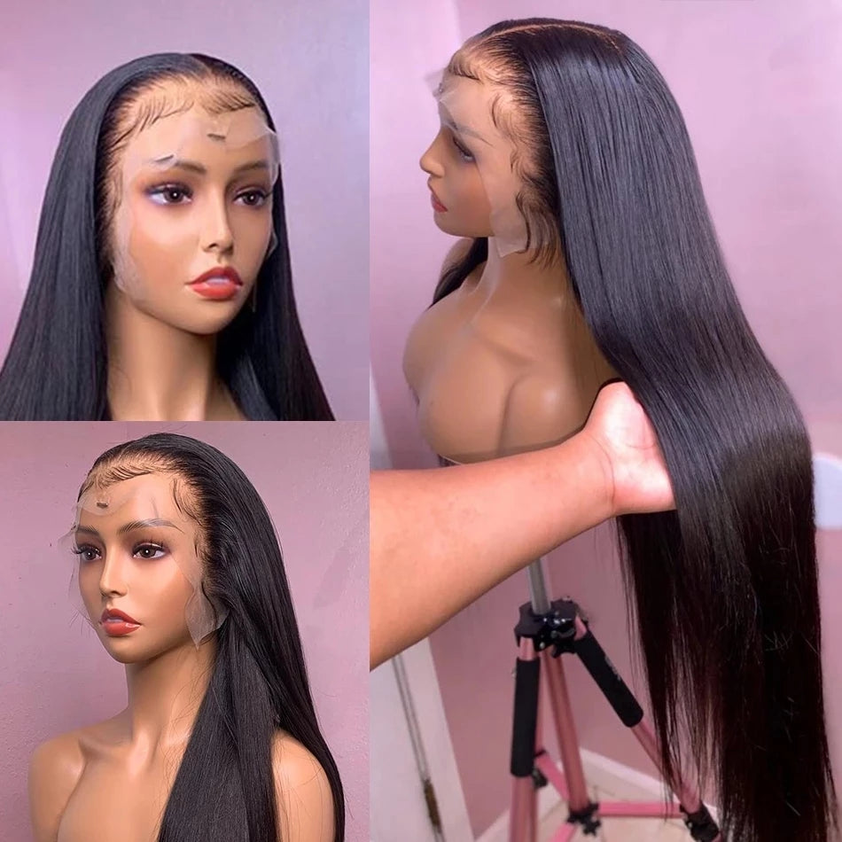 Brazilian 13*4 Lace Front Wigs 40 Inch Straight Hair 180 210 250 Density Natural Color Human Hair Wigs Vrvogue Hair