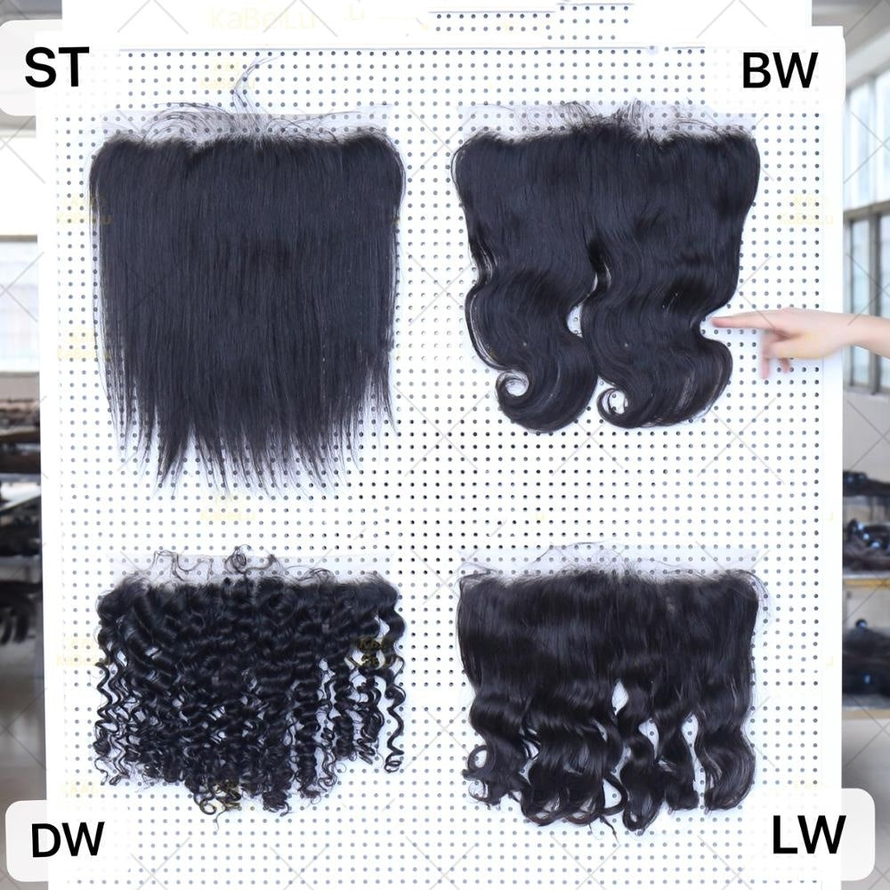 2-5-10-20 Pieces/Lot Deep Wave Hair 13x4 Transparent Lace Frontal Free Middle Three Part  Transparent Lace Remy Human Hair Bulk Sale