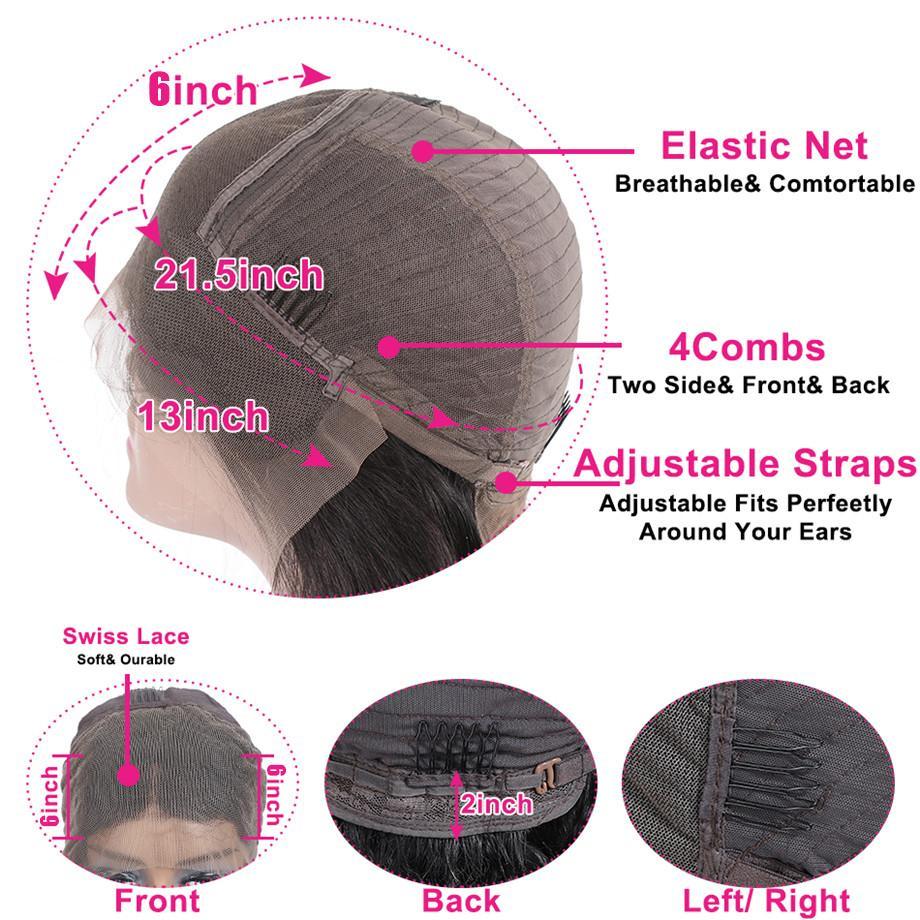 30 Inch 13x6 HD Transparent Lace Front  Wigs Straight Hair 180 210 250 Density Natural Color Human Hair Wigs