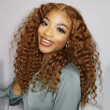 Vrvogue Hair Brown Color 13x4 / T Part / 4x4 Lace Wigs 14- 30 Inch Brazilian Virgin Hair Curly Wig