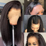 Brazilian Kinky Straight Wigs 4*4/13*4 HD Transparent Lace Closure Wigs 180 210 250 Density Human Hair Wigs