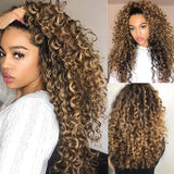 Vrvogue Hair Highlight Honey Blonde Colored Wigs Curly Hair Wigs  210 Density 13x4/T Part/4x4 Transparent Lace Wigs