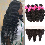 Brazilian Loose Wave 4 Bundles With 13*4 Lace Frontal 10A Grade 100% Human Remy Hair Vrvogue Hair