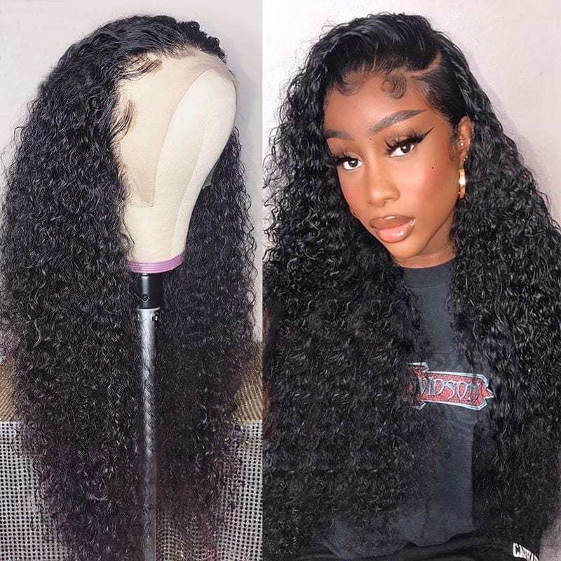 Brazilian Hair 13*4 HD Transparent Lace Front Wigs Kinky Curly Human Hair Wigs
