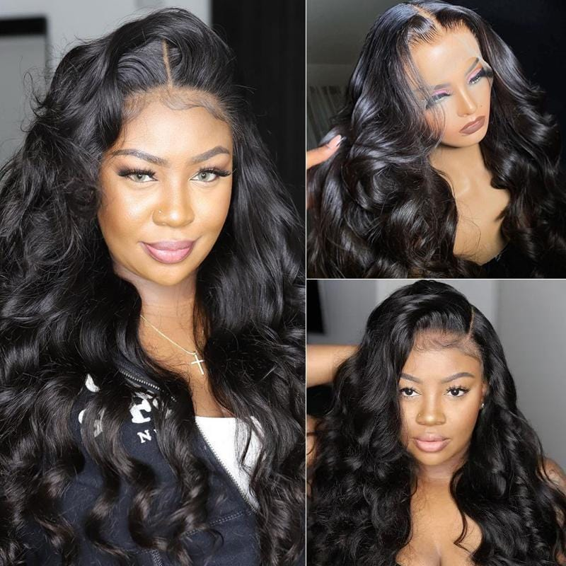 34 Inch Vrvogue Body Wavy Hair 13*6 HD Transparent Lace Front Wigs Human Hair 250% Density Wigs
