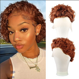 Curly Bob HD Transparent Lace Front Human Hair Wigs 8 Inchs Short Pixie Cut Virgin Hair For Black Women