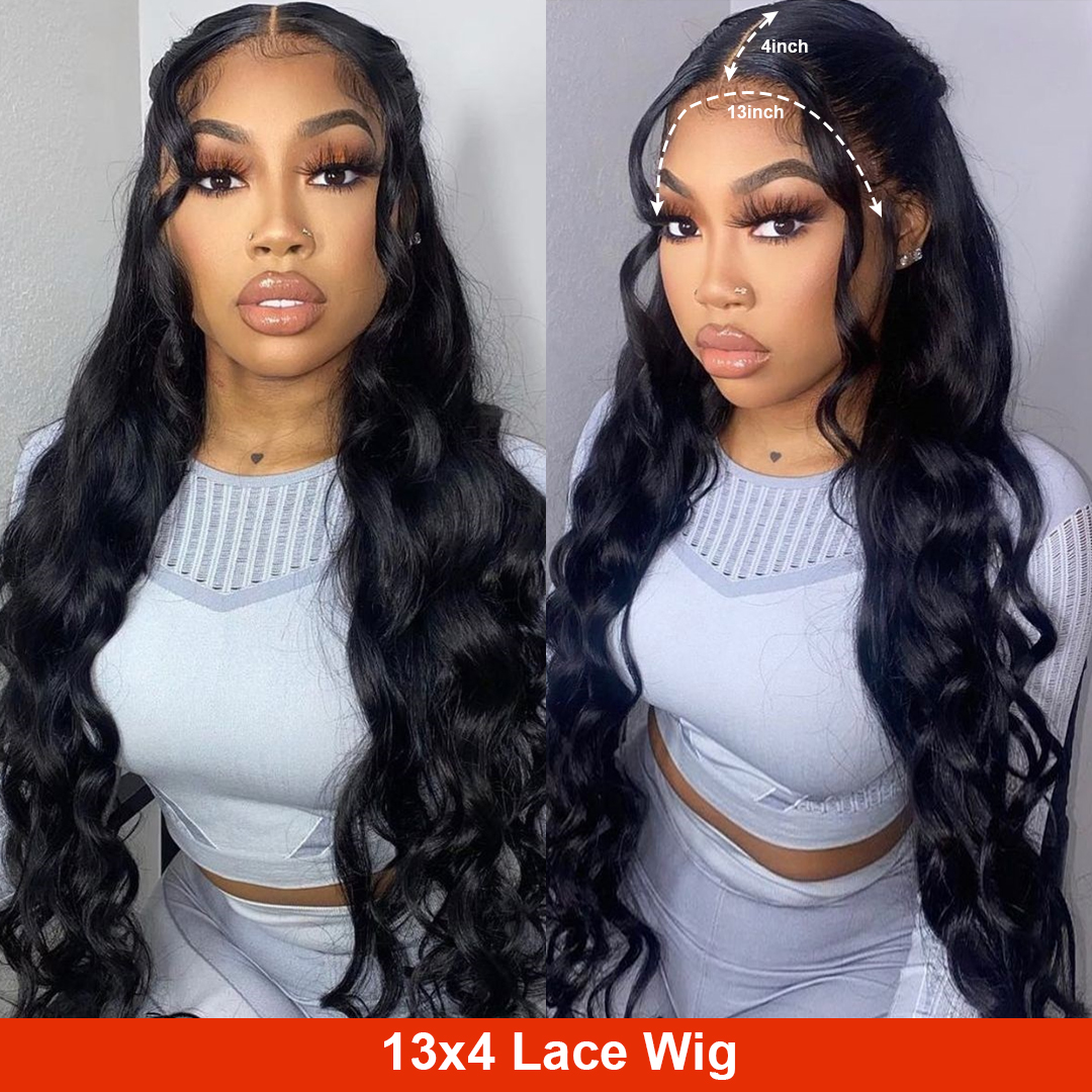 Vrvogue Hair 30 34 40 inch 250% Density Body Wave 13x4 Lace Frontal Human Hair Wigs