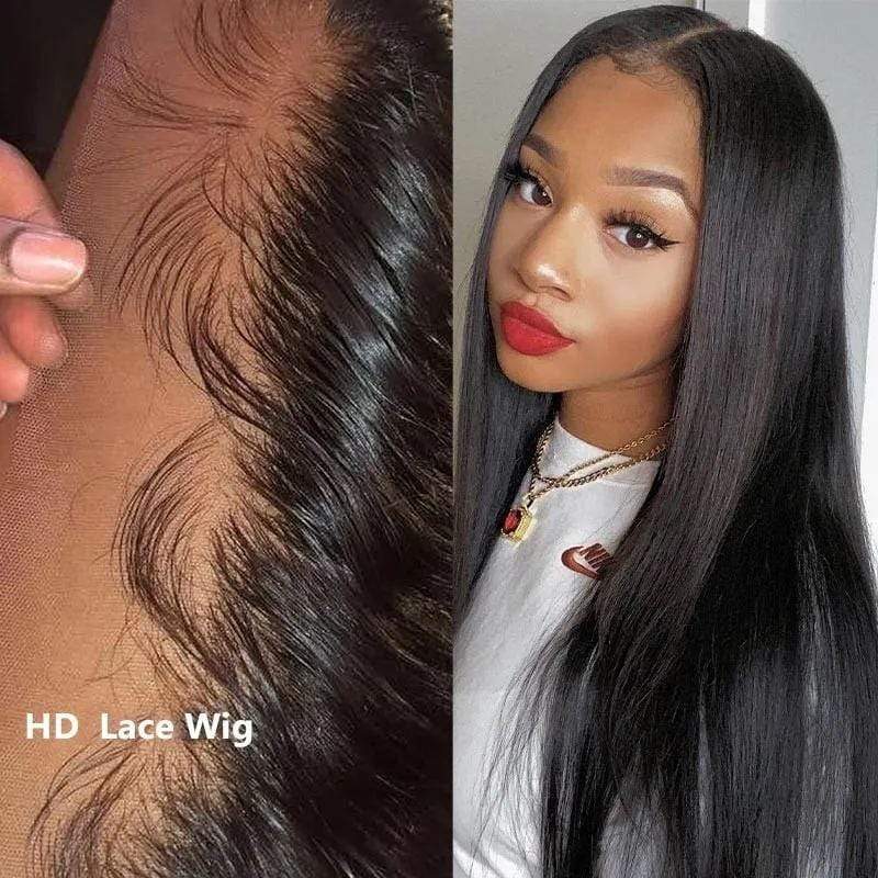 Brazilian Straight Hair 13x6 HD Transparent Lace Front  Wigs 180 210 250 Density Natural Color Human Hair Wigs Vrvogue Hair