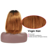 Vrvogue Hair Human Hair Bob Wigs 13x4/4x4 Lace Closure Wigs Ombre T1b/30 With Straight Hair