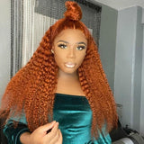 Vrvogue Orange Ginger Color 13x4 / T Part / 4x4 Lace Wigs Jerry Curly Human Hair Wigs Must Have