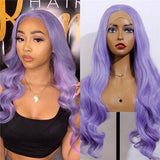 Purple 13×4 / T Part Transparent Lace Wigs Body Wave Human Hair Wigs Pre Plucked With Baby Hair