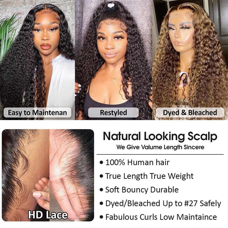13x4/T Part/4x4 Lace Wigs 14- 30 Inch Curly Hair Human Hair Wigs Melted Match All Skin Vrvogue Hair
