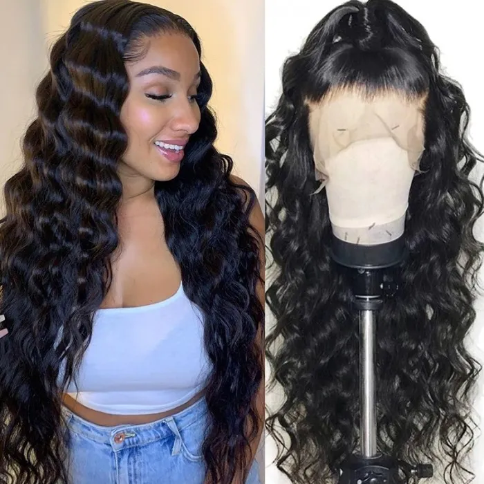 30 Inch 13x6 Transparent Loose Deep Wave Lace Front Wig 180 210 250 Density Human Hair Wigs Vrvogue Hair