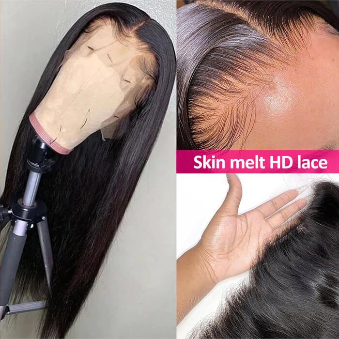 Brazilian Straight Hair 13x6 HD Transparent Lace Front  Wigs 180 210 250 Density Natural Color Human Hair Wigs Vrvogue Hair