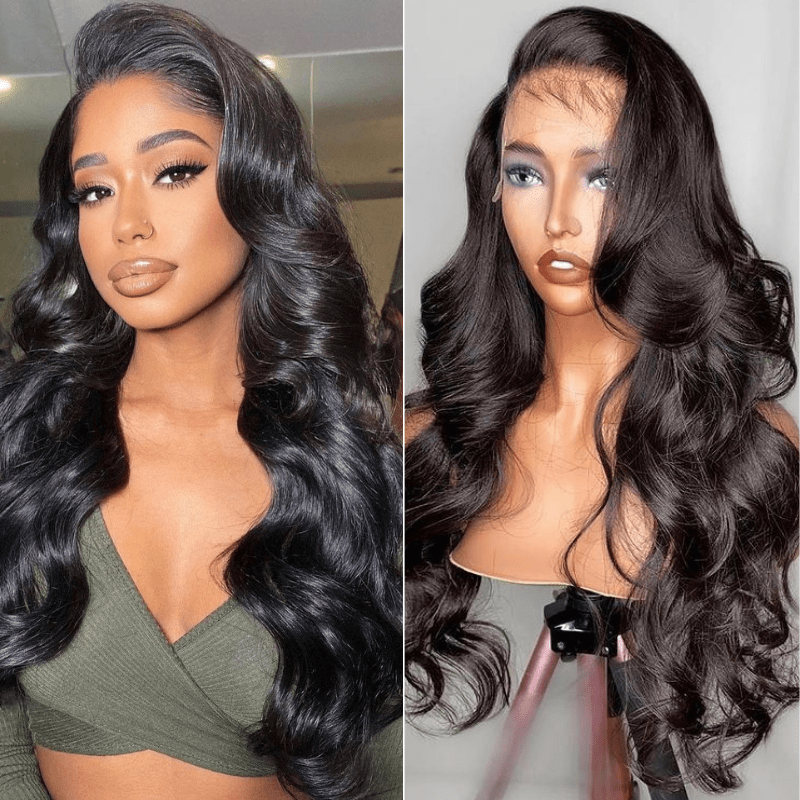 Body Wave 13*4 HD Transparent Lace Front Wigs 180 210 250 Density Natural Color Human Hair Wigs 38 40 Inch Vrvogue Hair