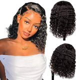 Deep wave Wigs 4x4/13x4 HD Transparent Lace Short Bob Wig 180 210 Density Human Hair Wig