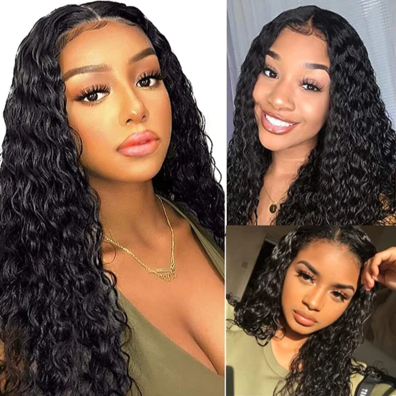 40 Inch 4x4 HD Transparent Lace Closure Wigs Remy Brazilian Human Hair Wigs Deep Wave Wig