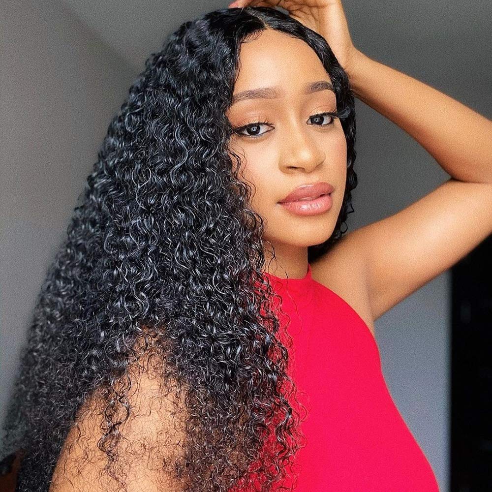 40 Inch Brazilian Deep Curly Wig 4*4 Transparent Lace Closure Wig 180 210 250 Density Human Hair Wig
