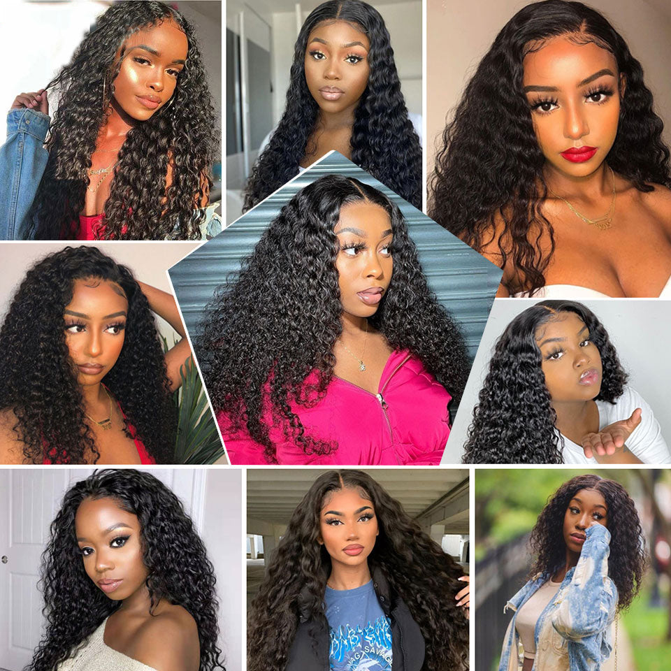 Deep Wave Pre Plucked 360 HD Transparent Lace Frontal Wigs with Baby Hair Brazilian Vrvogue Hair
