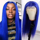 13X4 Blue Color T Part/4X4 Transparent Lace Front Wig Straight Hair Wigs Human Hair Wigs Pre Plucked With Baby Hair Vrvogue Hair
