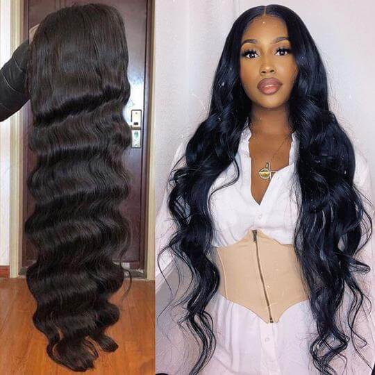 HD Transparent Lace Wigs Body Wave 13x4 Lace Frontal Human Hair Wigs Pre Plucked Hairline