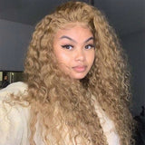Vrvogue Hair Honey Blonde Pre Plucked Water Wave 13x4 / T Part Lace Front  Wigs Human Hair Wigs