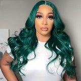 Dark Green Colored Human Hair Wigs Body Wave Brazilian Remy Hair 13*4/T Part/4*4 Lace Wigs 180 210 Density Vrvogue Hair