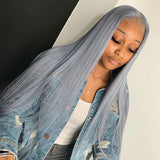 Grey Color Straight 13x4 / T Part/4x4 Transparent Lace Front Human Hair Wigs 180 210 Density Vrvogue Hair