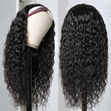 Water Wave Glueless Headband Wigs With 180 210 Density Natural Color Human Hair Wigs