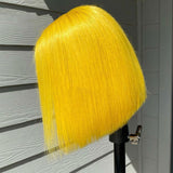 Yellow Straight Hair Wigs  Front 13*4 HD Transparent Lace Front Short Bob Wigs 180 210 Density Human Hair Wigs Vrvogue Hair