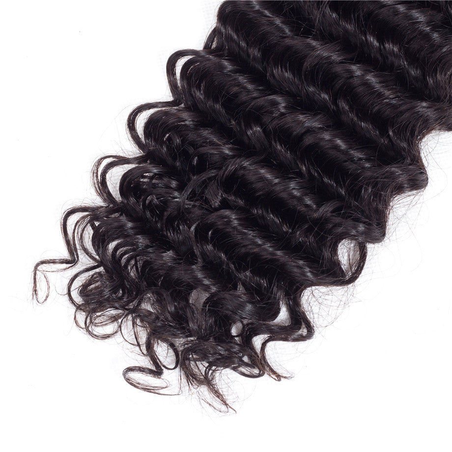 Vrvogue Hair 2-5-10-20-50 Pcs/Lot 4x4 Transparent Lace Closure Deep Wave With Baby Hair 10-22" Natural Color For Black Women Human Hair Extention