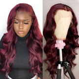 99J Body Wave 13x4 / T Part Transparent Lace Front Human Hair Wigs For Black Women Brazilian Hair Wigs 180%&210% Pre Plucked Wigs