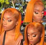 Vrvogue Haur Short Bob Wig Ombre Ginger Orange 13x4/4x4 Transparent Lace Front Wigs 180 210 Density Brazilian Human Hair Highlight Wig
