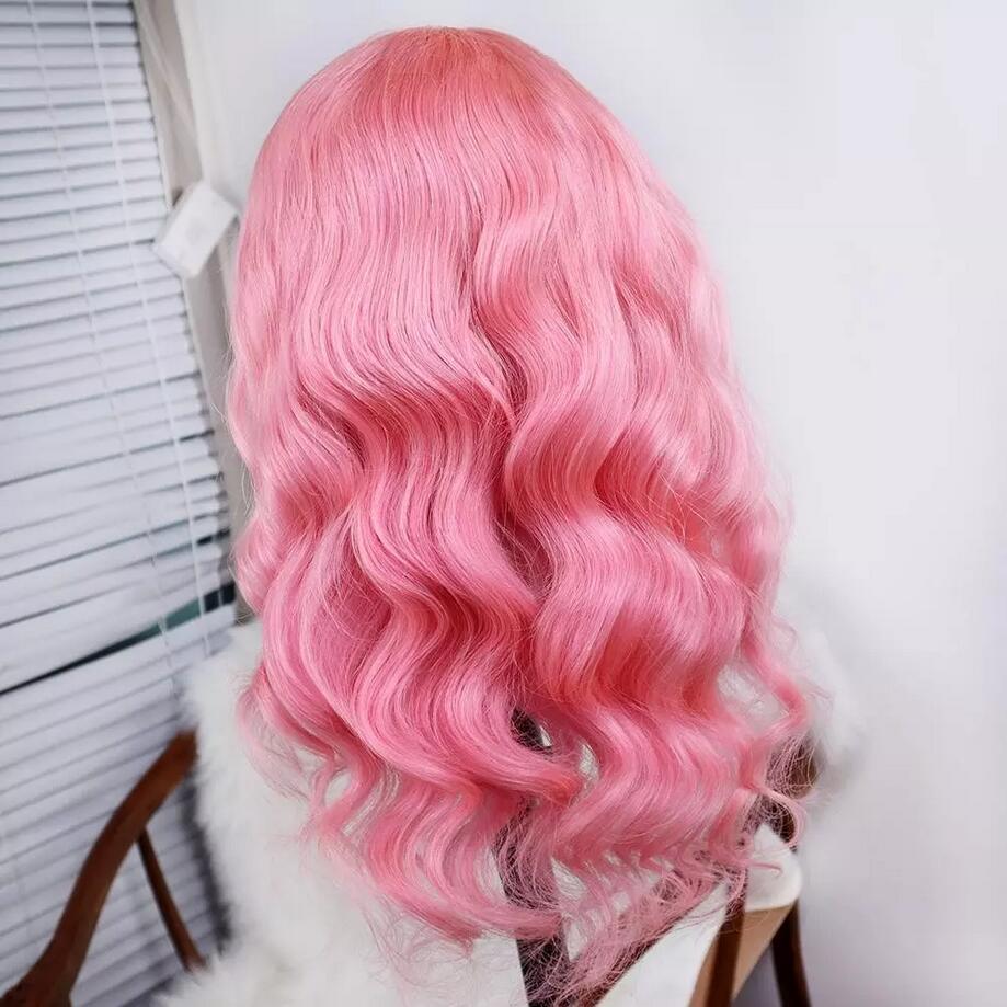 Pink Color 13x4/T Part/4x4 Transparent Lace Wigs Body Wave Human Hair Wigs 180 210 Density Vrvogue Hair
