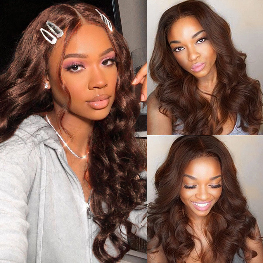Brown Color Human Hair Wigs Body Wave 13*4/T Part/4*4 Lace Wigs 180 210 Density Vrvogue Hair  Brazilian Remy Hair