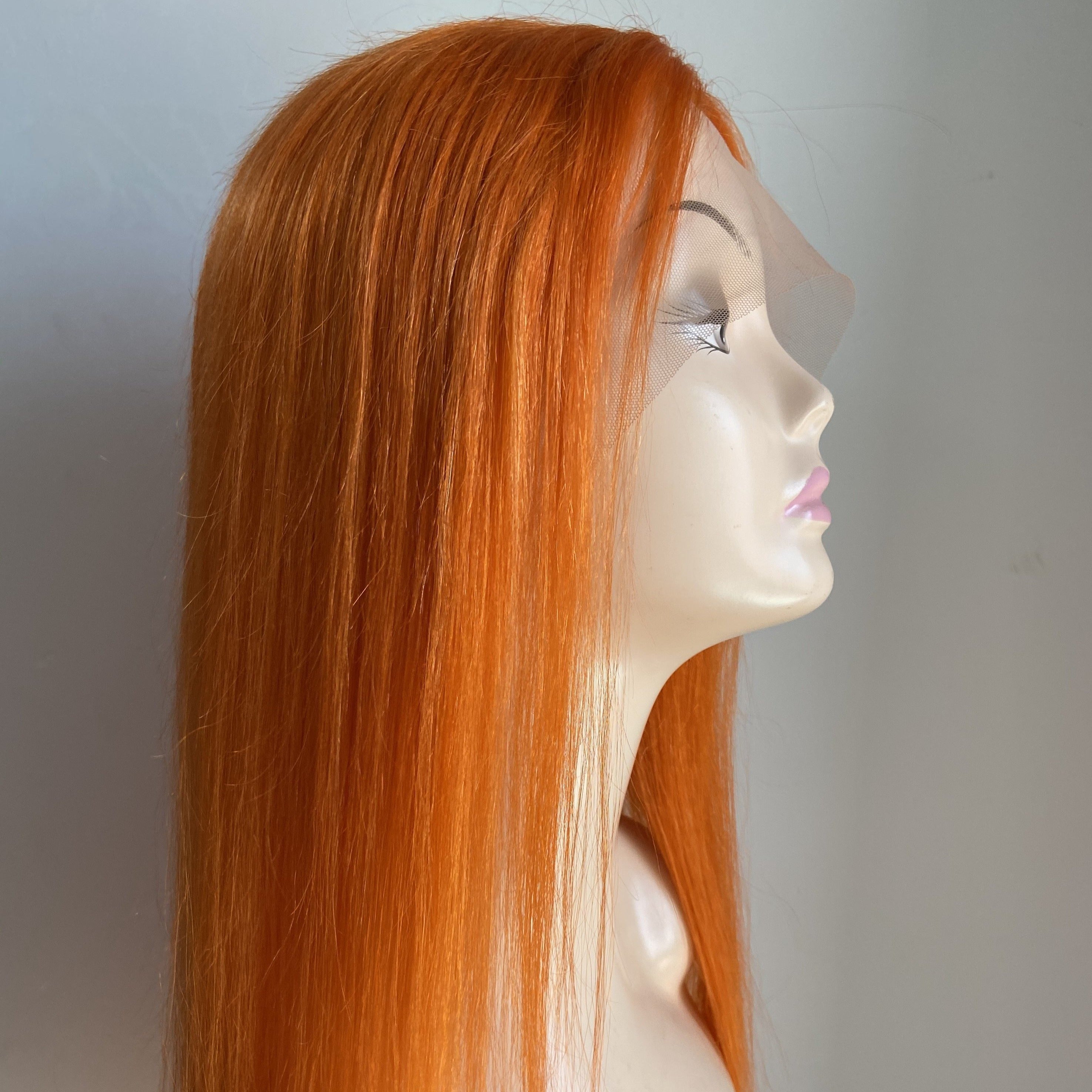 13X4 / T Part / 4X4 Ginger Orange Transparent Lace Front Wigs Long Straight Hair Pre Plucked With Baby Hair