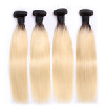 Straight Hair 4 Bundles T1B/613 Color Brazilian Hair Weave Bundles 100% Remy Human Hair Vrvogue Hair