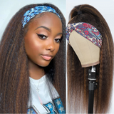 Brazilian Kinky Straight Glueless Headband Wigs Ombre #4/27 180 210 Density Human Hair Wigs