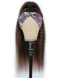 Brazilian Kinky Straight Glueless Headband Wigs Ombre #4/27 180 210 Density Human Hair Wigs