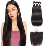 Brazilian Straight 3 Bundles With 13*4 Lace Frontal 10A Grade 100% Human Remy Hair Vrvogue Hair