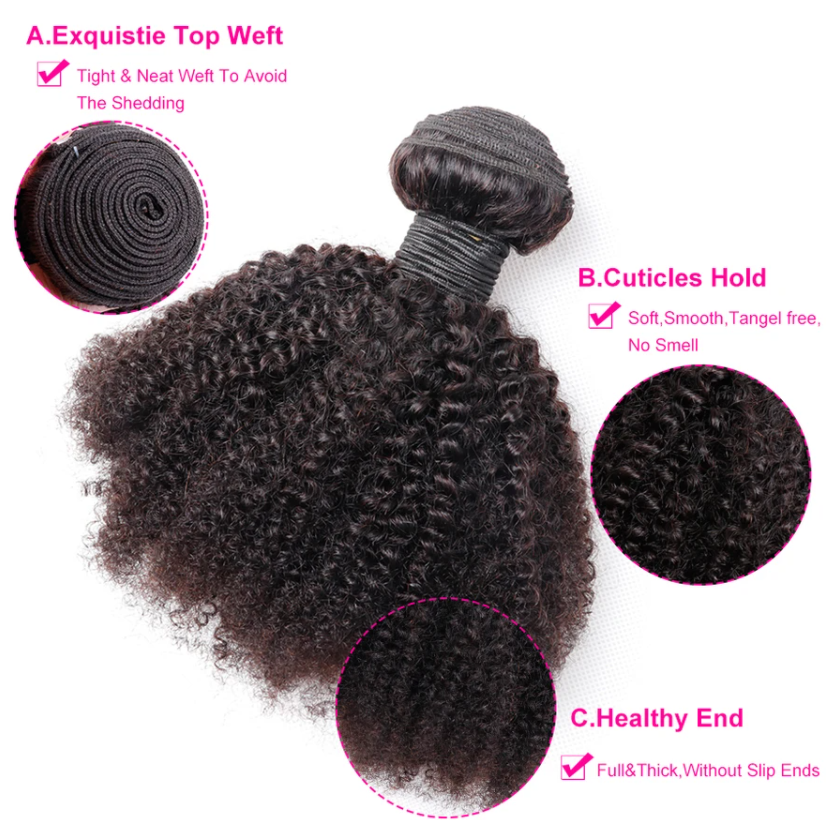 Afro Kinky Curly Hair 4 Bundles Brazilian Hair Weave Bundles 100% Remy Human Hair Extension Vrvogue Hair