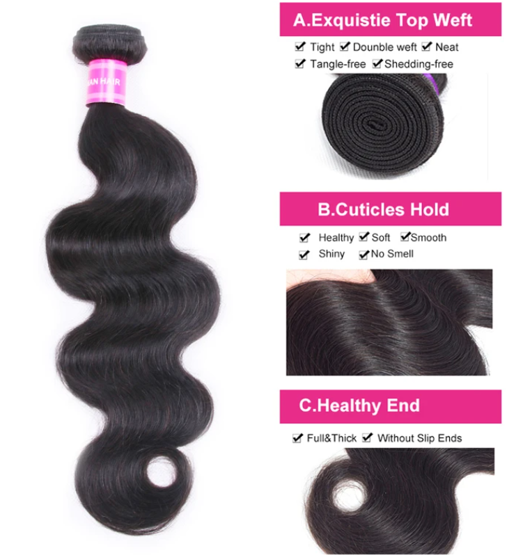 Peruvian Body Wave 3 Bundles With 13*4 lace Frontal 10A Grade 100% Human Remy Hair Vrvogue Hair