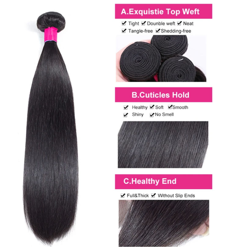 Natural Color Brazilian Straight Hair 10A Grade Remy 100% Human Hair 3 Bundles Deal Vrvogue Hair
