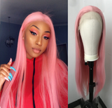 13X4 / T Part Pink Color Transparent Lace Front Wig Straight Hair Wigs Human Hair Wigs Pre Plucked With Baby Hair Vrvogue Hair