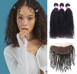 Malaysian Kinky Curly 3 Bundles With 13*4 Lace Frontal 10A Grade 100% Human Remy Hair Vrvogue Hair