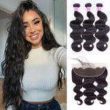 Indian Body Wave 3 Bundles With 13*4 Lace Frontal 10A Grade 100% Human Remy Hair Vrvogue Hair